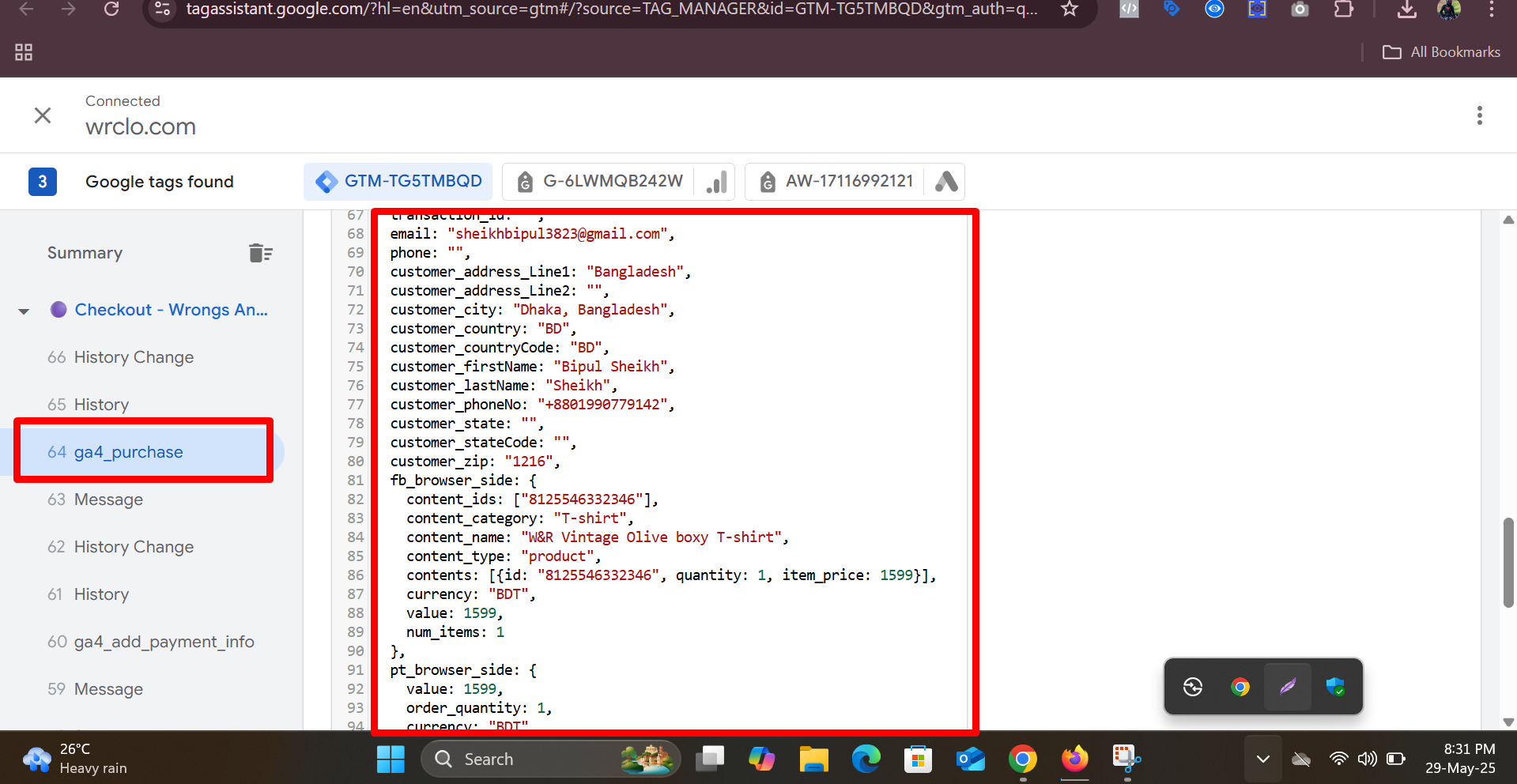 GA4 Custom Event & Purchase Tracking