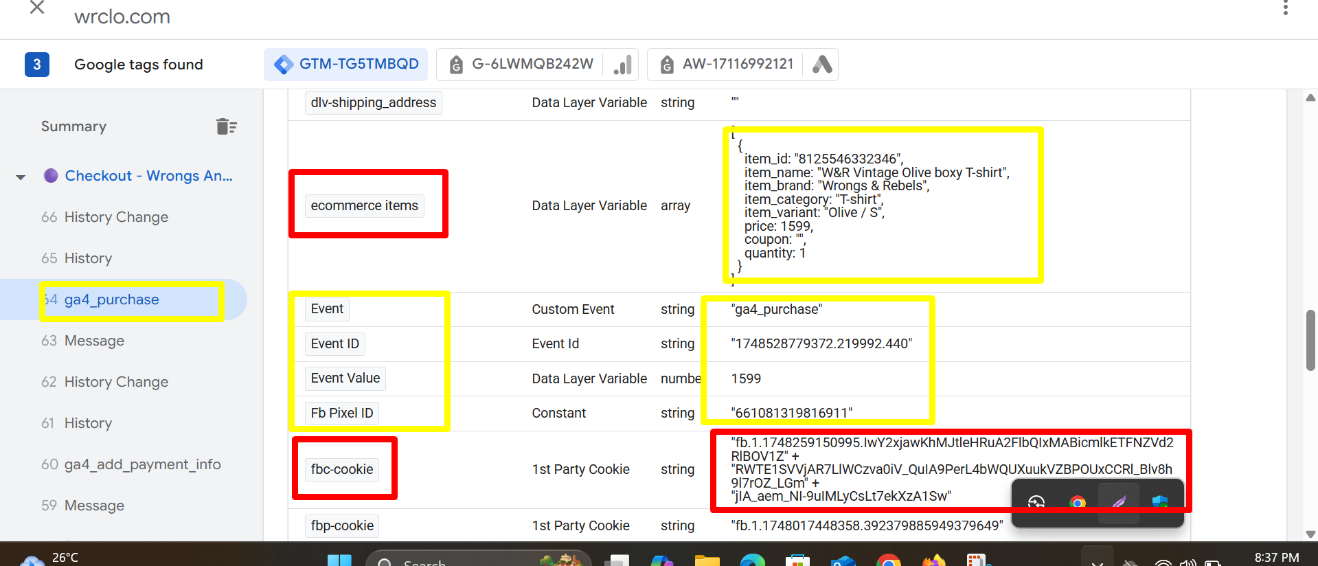 Dynamic E-commerce Data Tracking