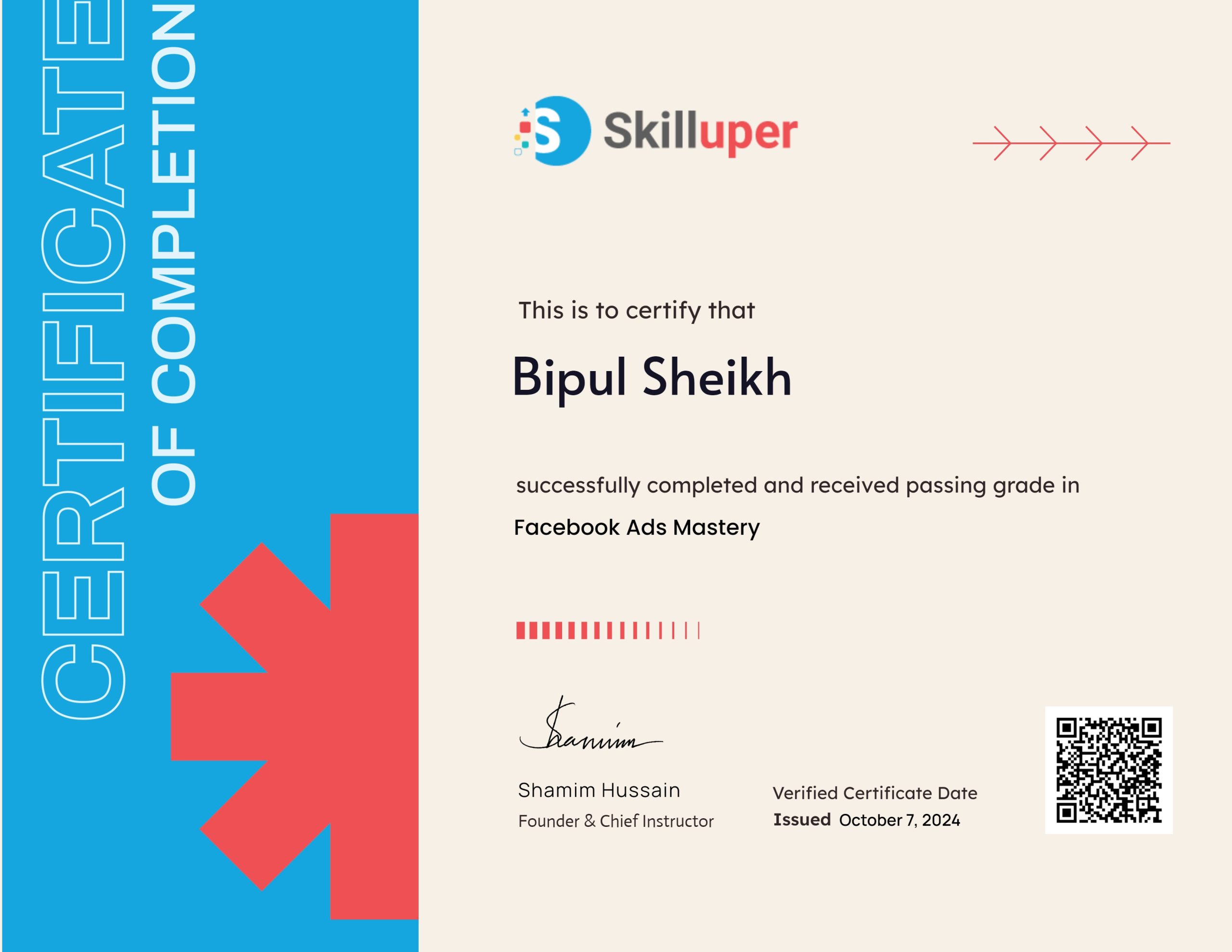 Skilluper Certificate